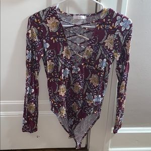 Floral Maroon Body Suit!